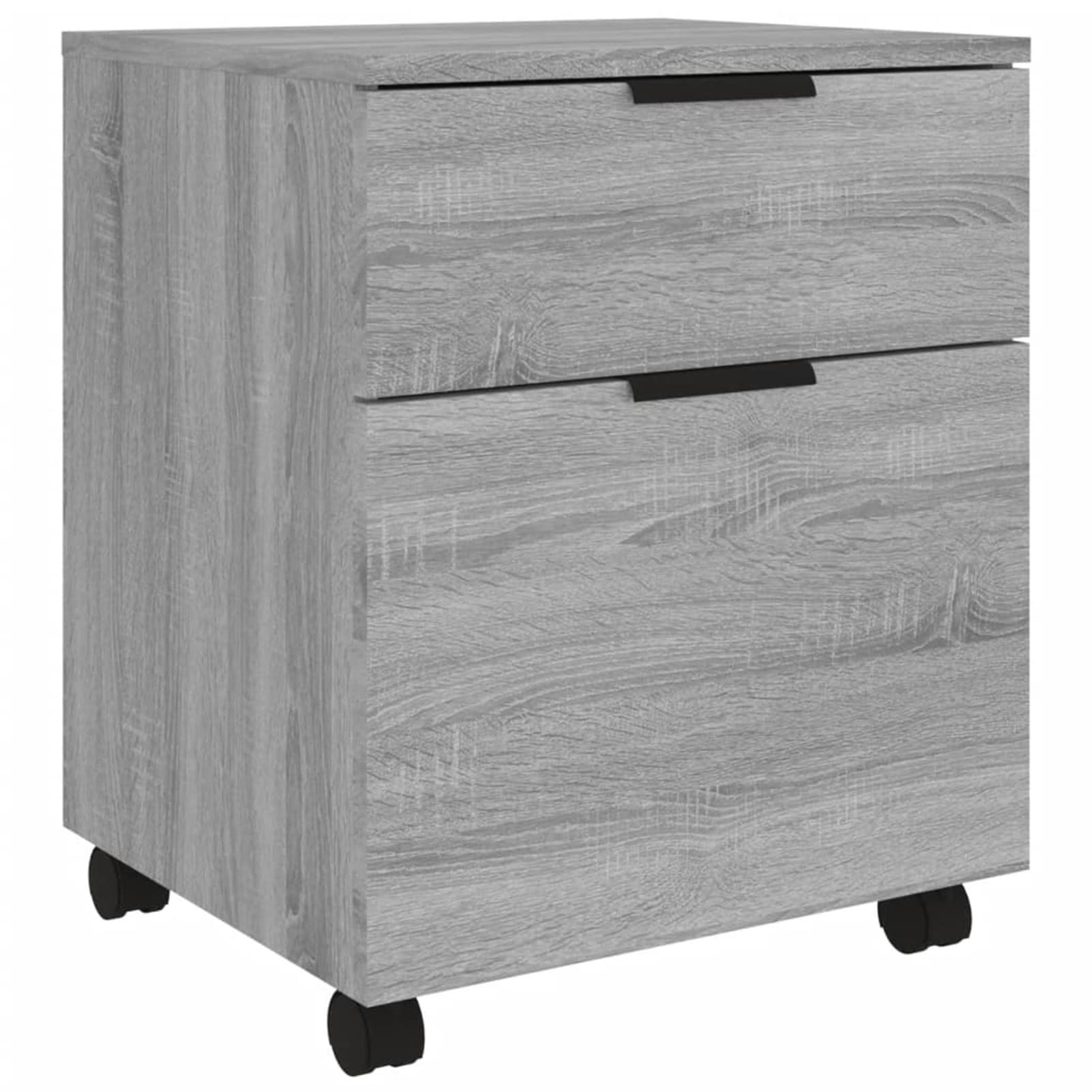 ARKEM Cassettiera, Mobiletto da Ufficio con Serratura,Regolabile per Cartelle Sospese, Superficie Testurizzata, per Ufficio, Studio,Schedario con Ruote Grigio Sonoma 45x38x54 cm Legno Multistrato