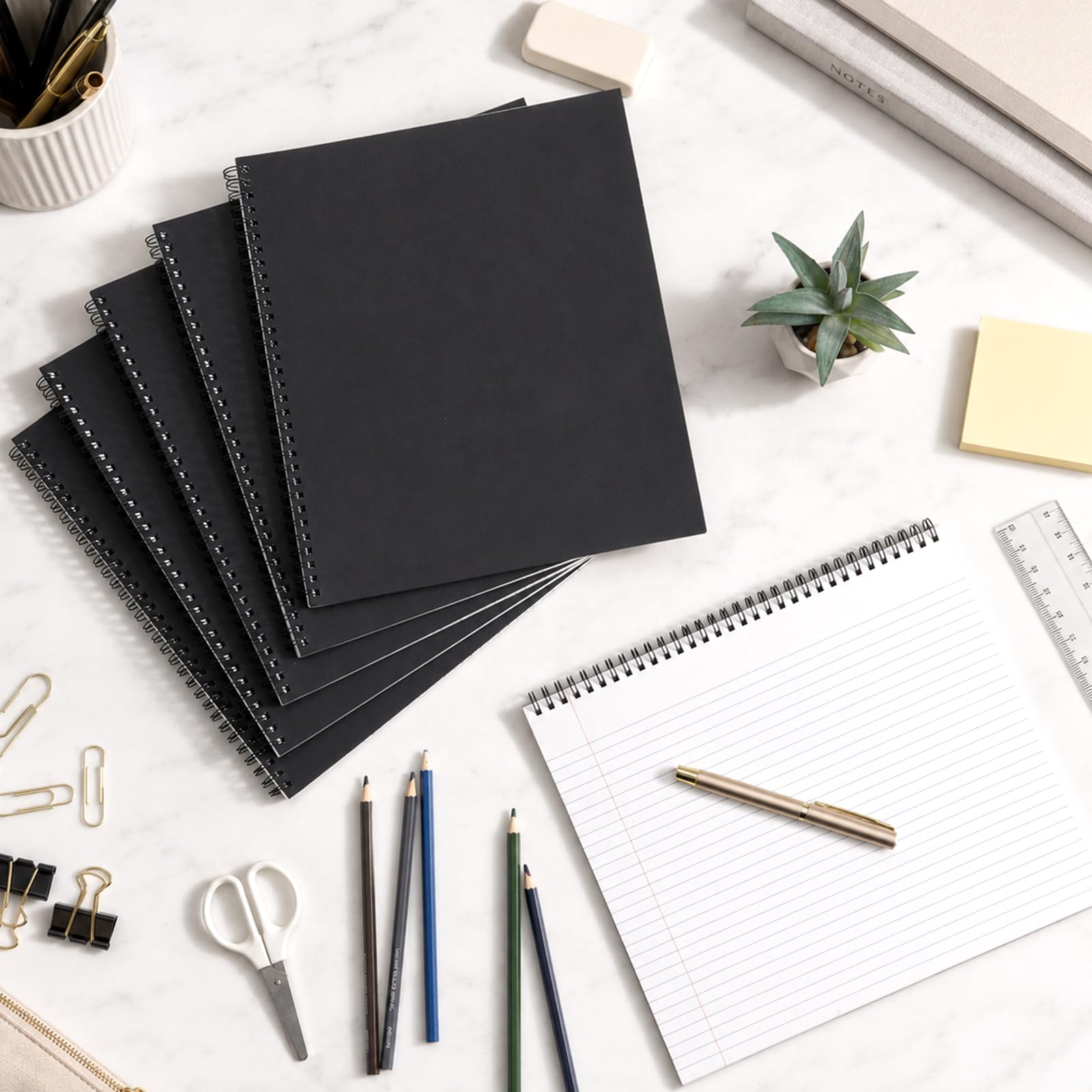 gisgfim 6 paquetes de blocs de notas horizontales de 9.5 x 11 pulgadas, cuadernos rayados universitarios, blocs de notas perforados, 40 hojas perforadas, cuadernos encuadernados en espiral de 80 g/m²