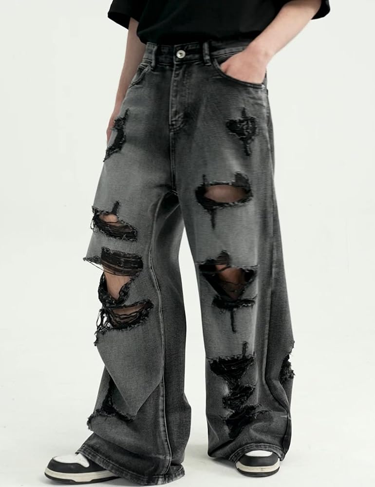 パンツ no mass prod BROKEN BAGGY JEANS Amazon.com: Baggy Jeans Men Cargo Ripped Jeans Y2k Unisex