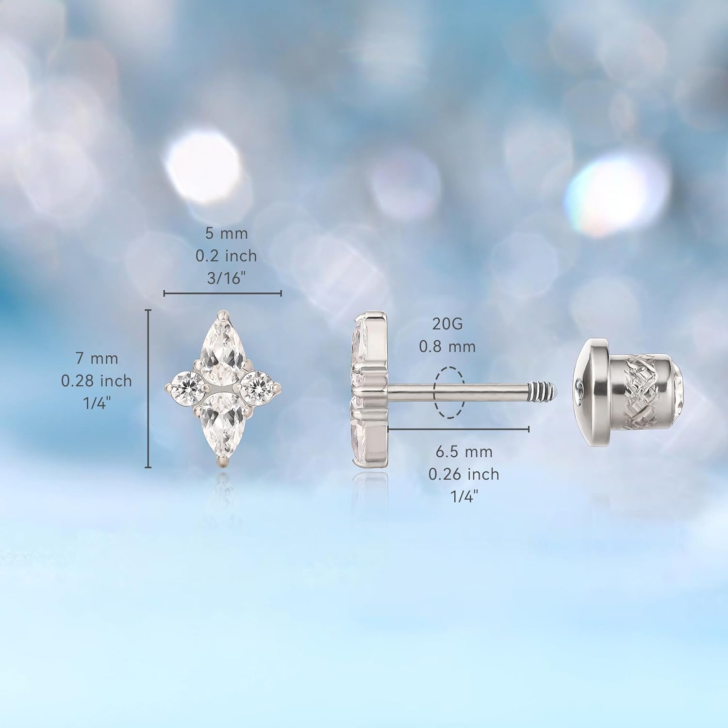 Limerencia Titanium Hypoallergenic G23 Implant Grade Screw Back Earrings Tragus 20G Helix F136 Piercing Post for Sensitive Ears Cartilage - Image 5