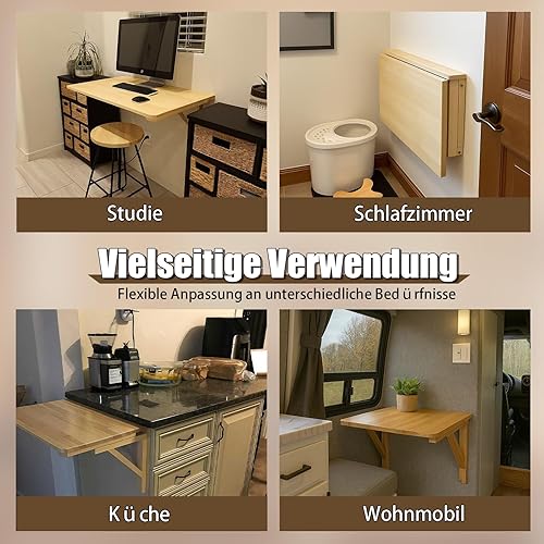 Miniatura 45 de MM MELISEN Mesa plegable montada en la pared, de madera blanca de 37.4 x 21.6 pulgadas, ahorro de espacio, para lavandería, cocina, dormitorio. Se