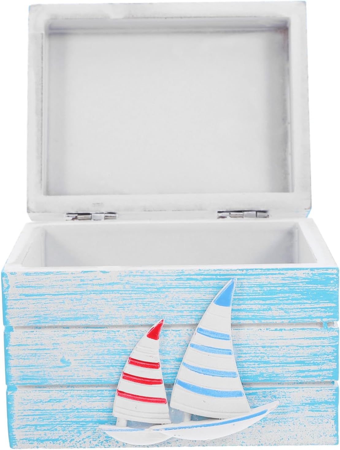 Small Antique Wooden Treasure Chest Ocean-inspired Decorative Storage Box for Jewelry Keepsakes and Nautical Display with Sturdy Wood Construction