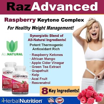 Raspberry Ketones Complex, 120 Capsules, Two Pack, 1200mg Per Serving African Mango, Apple Cider Vinegar, Green Tea, Resveratrol, Acai Fruit, Kelp, and Grapefruit Diet & Weight Management Supplement