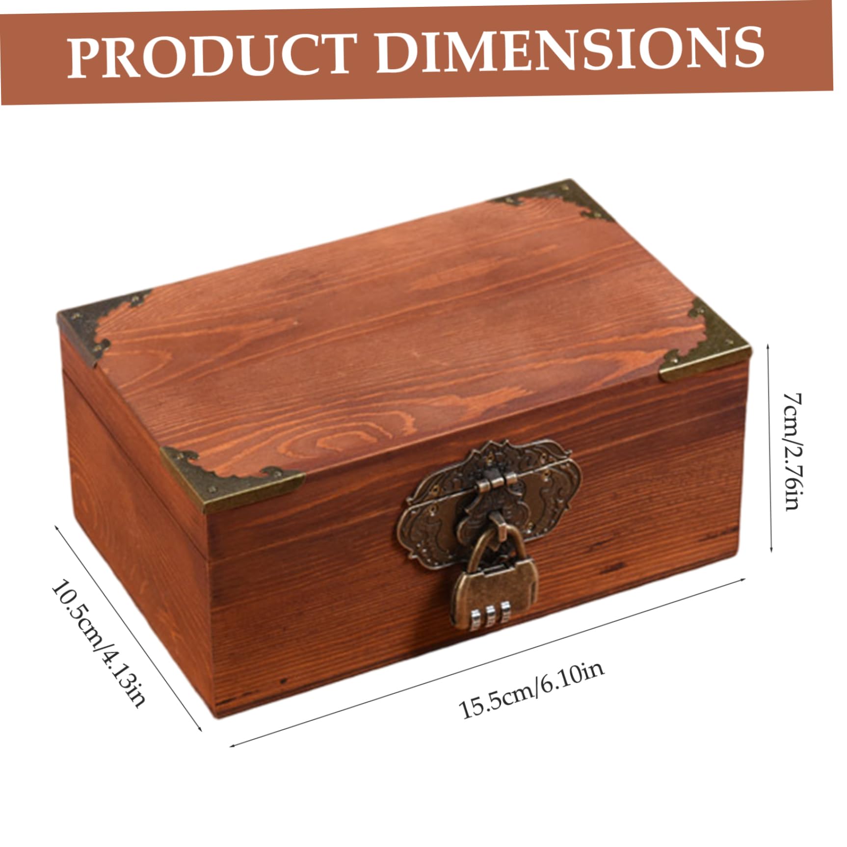 Boîte en bois avec serrure petite boîte en bois avec serrure et couvercle à charnière style vintage 15 x 10 x 8 cm de rangement en pour bijoux objets de collection trésors