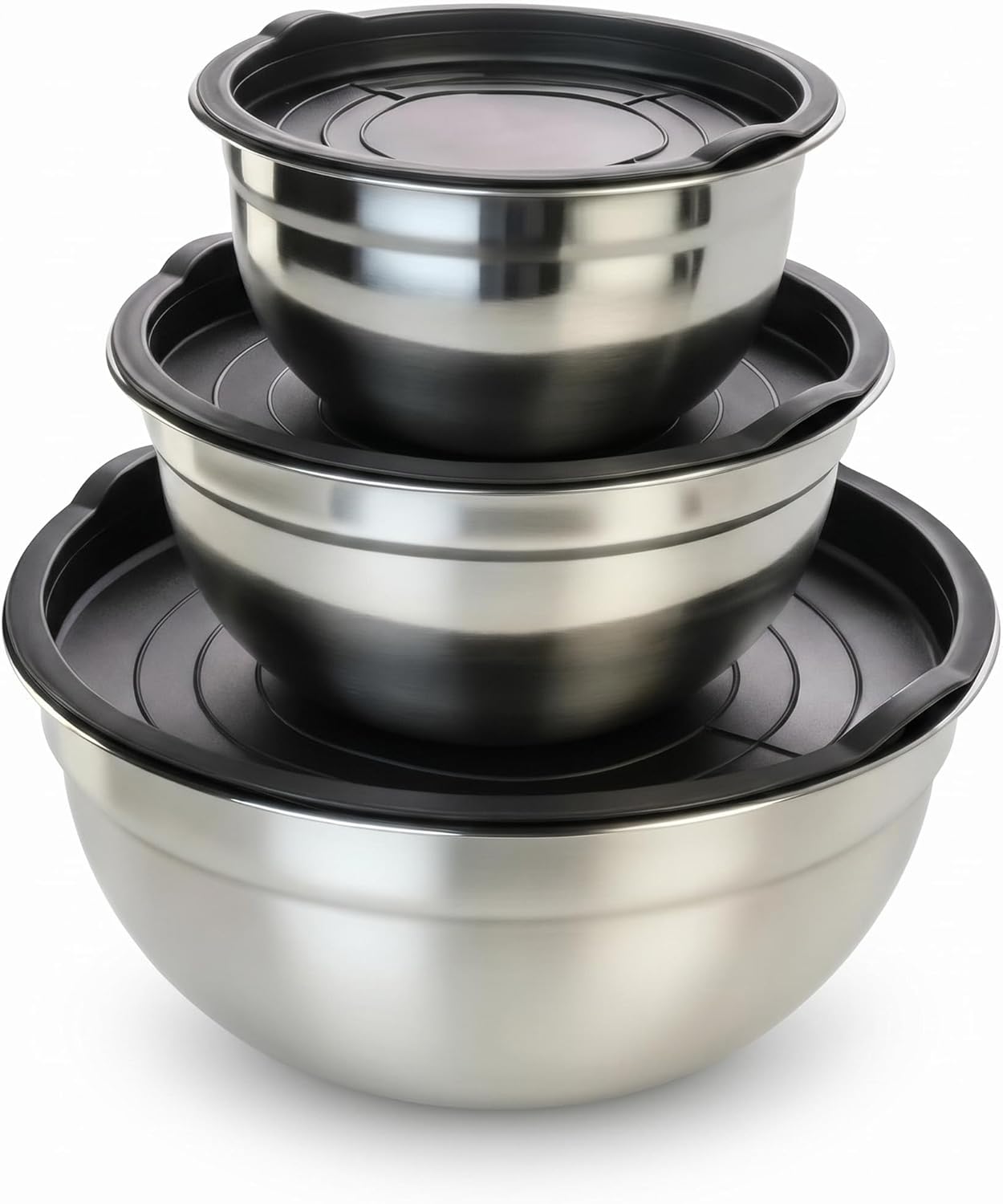 Set de 3 Tazones Acero Inoxidable con Tapas