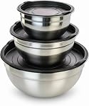 Mixing Bowls with Lids Set of 3, Stainless Steel Nesting Bowls with BPA-Free TPE Lids, 1.5/2.5/5 QT Kitchen Bowls for Baking, Salad Prep, Meal Prep, Mixing and Storage