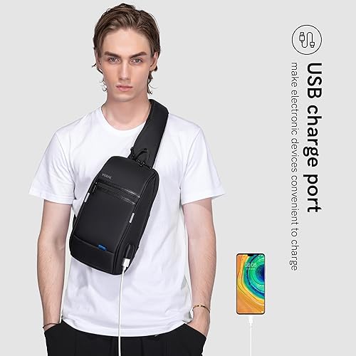 Miniatura 3 de VGOAL mochila pequeña Sling antirrobo, bolsa de mensajero con puerto de carga USB, mochila de día cruzada,para iPad de 9.7 pulgadas.