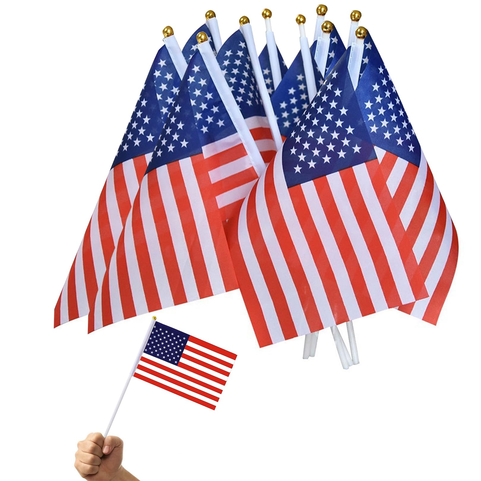 10 sztuk flagi USA, July Independence American Flag ręcznie robiona dekoracja | Amerykańska flaga wisząca, amerykańska mała flaga na stół, amerykańska mała flaga stołowa na imprezę