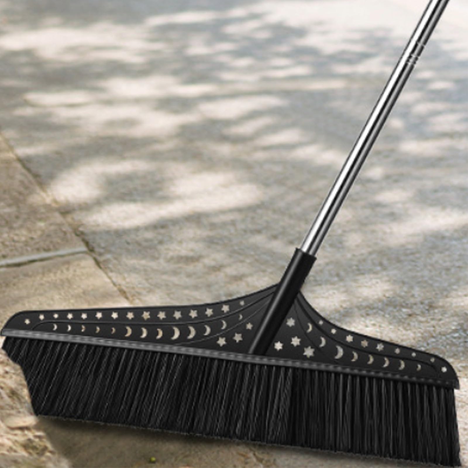 Scopa commerciale con setole dure, scopa larga per grandi spazi, scopa esterna per garage, cortili, esterni(Black,50cm)