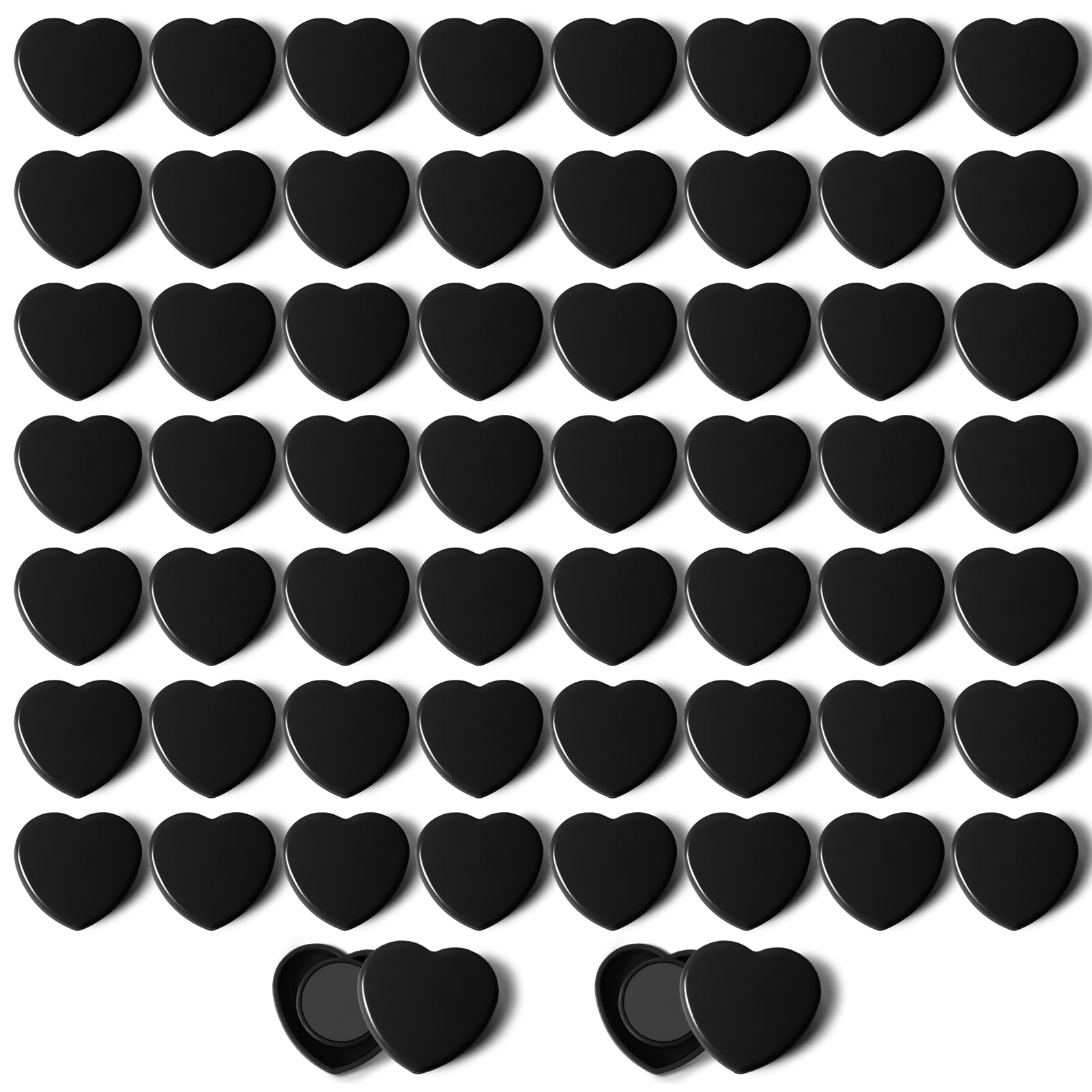 QOJOPU Fridge Magnets - 60PCS Small Strong Magnet Heavy Duty Mini Magnets for Whiteboard, Cute Heart Magnets for Crafts, Notice Board, Decorative Magnet for Kitchen, Office, School, Classroom - Black