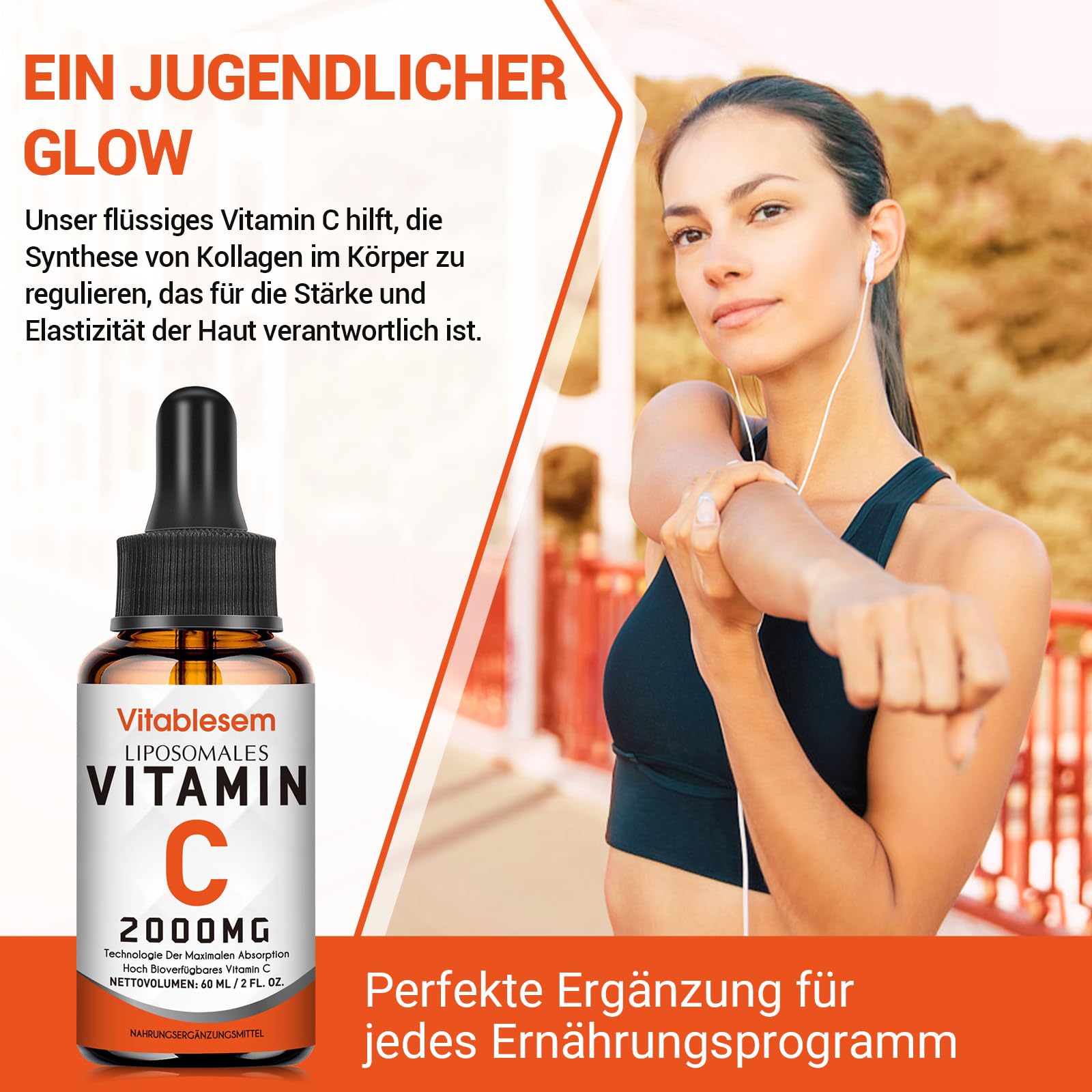 Liposomales Vitamin C Flüssig 2000 mg, Hochdosierte Ascorbinsäure, Maximale Absorption, Hochgradig Bioverfügbar, Sojafrei, Vegan, Gentechnikfrei