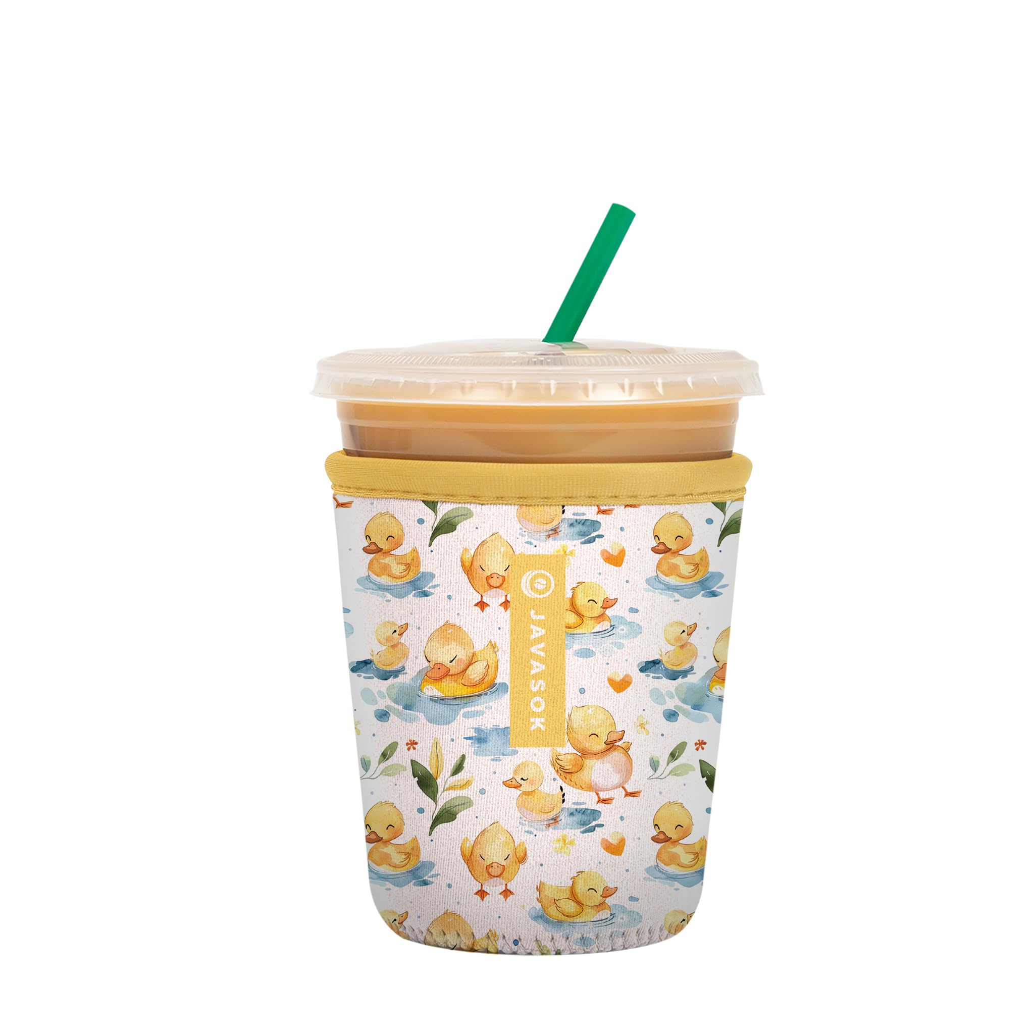 Sok It JavaSok Iced Coffee &amp; Cold Soda Insulated Neoprene Cup Sleeve (Just Ducky, Small: 16-20oz)