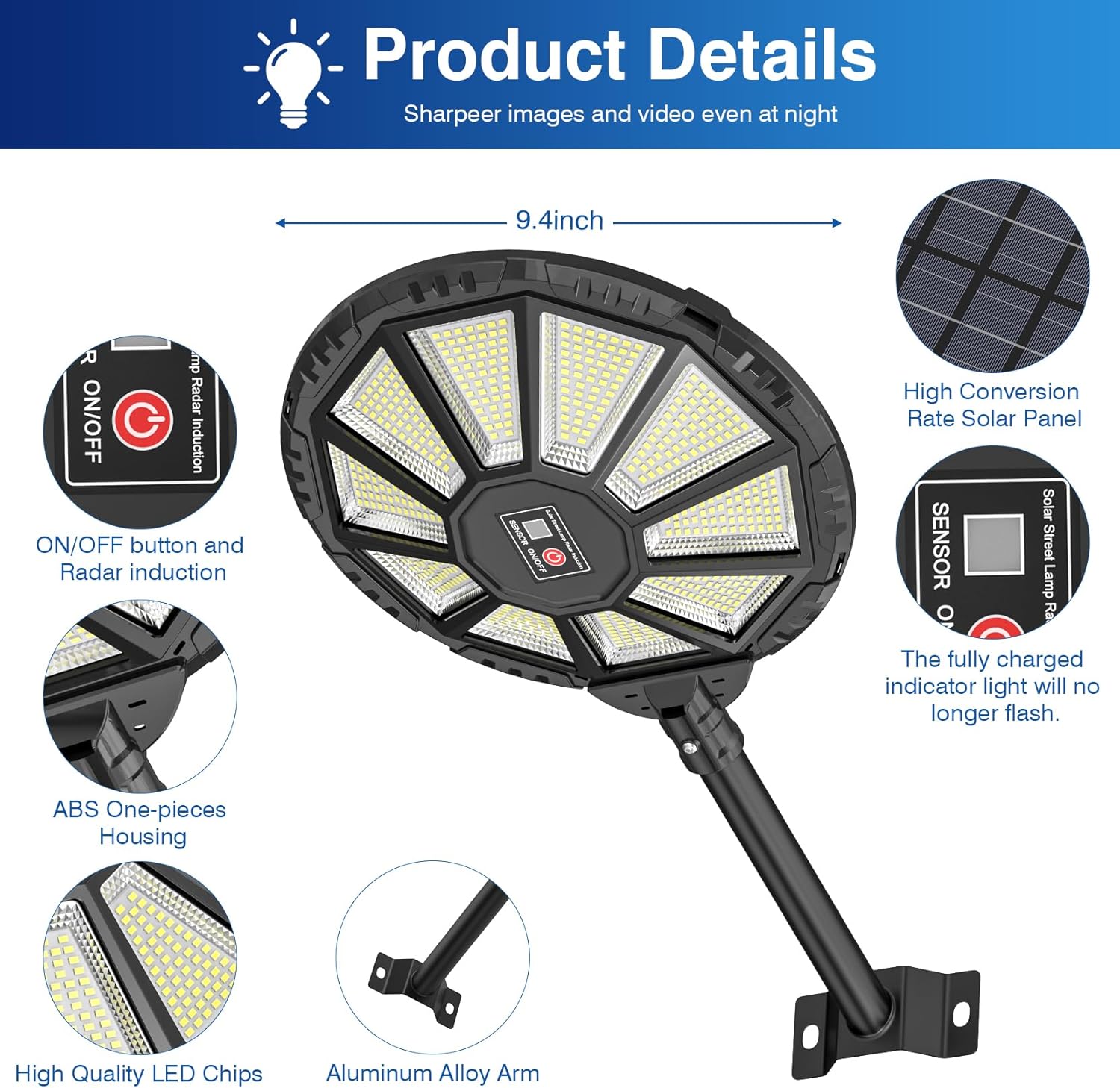 Solar Lights Outdoor, 590LED 6500K Flood Light Dusk to Dawn, Solar Outdoor Lights with Motion Sensor, IP66 Waterproof Solar Street Lights Outdoor for Yard, Pools(4 Pack)