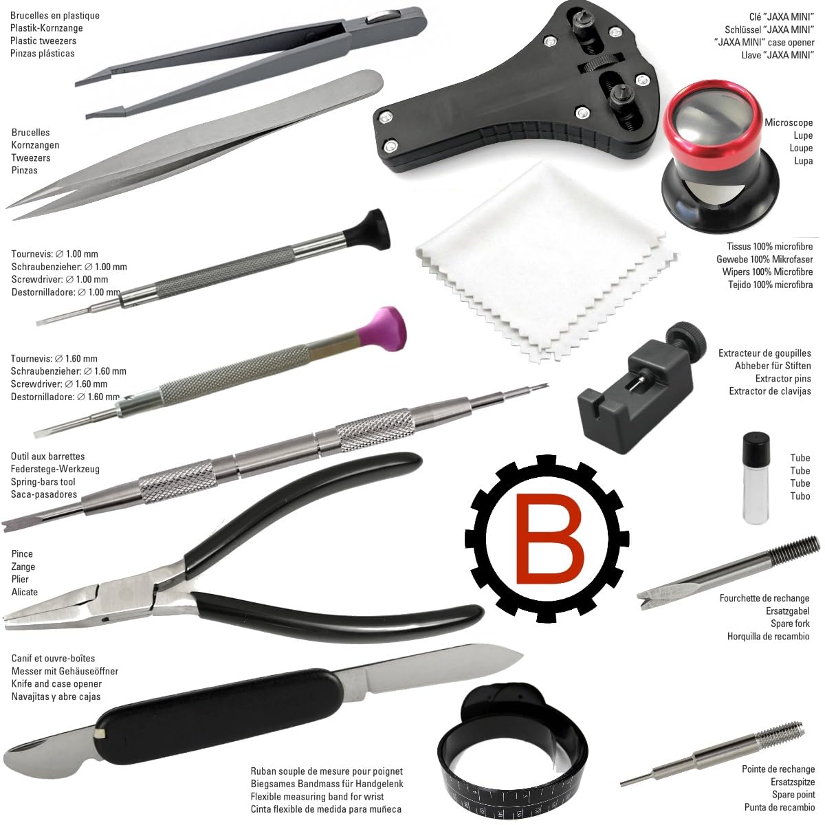 7812 Quick-Sevice-Set Uhrenwerkzeug Set - Uhrenarmbänder wechseln, kürzen, Batteriewechsel und kleine Reparaturen