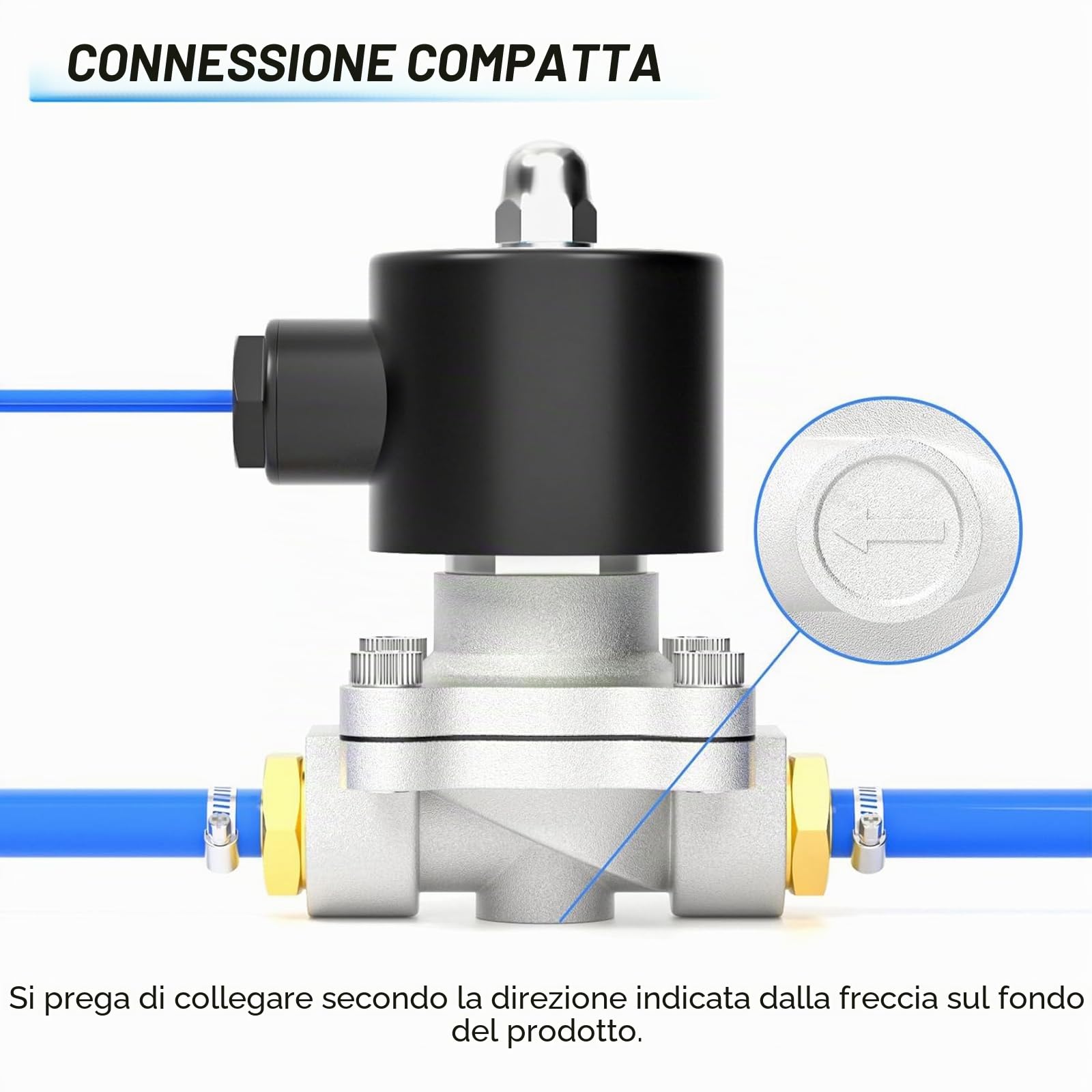 Elettrovalvola spinata in acciaio inox TAILONZ PNEUMATIC 1/2" BSP 12V per acqua, aria, combustibili, gas Tipo chiuso