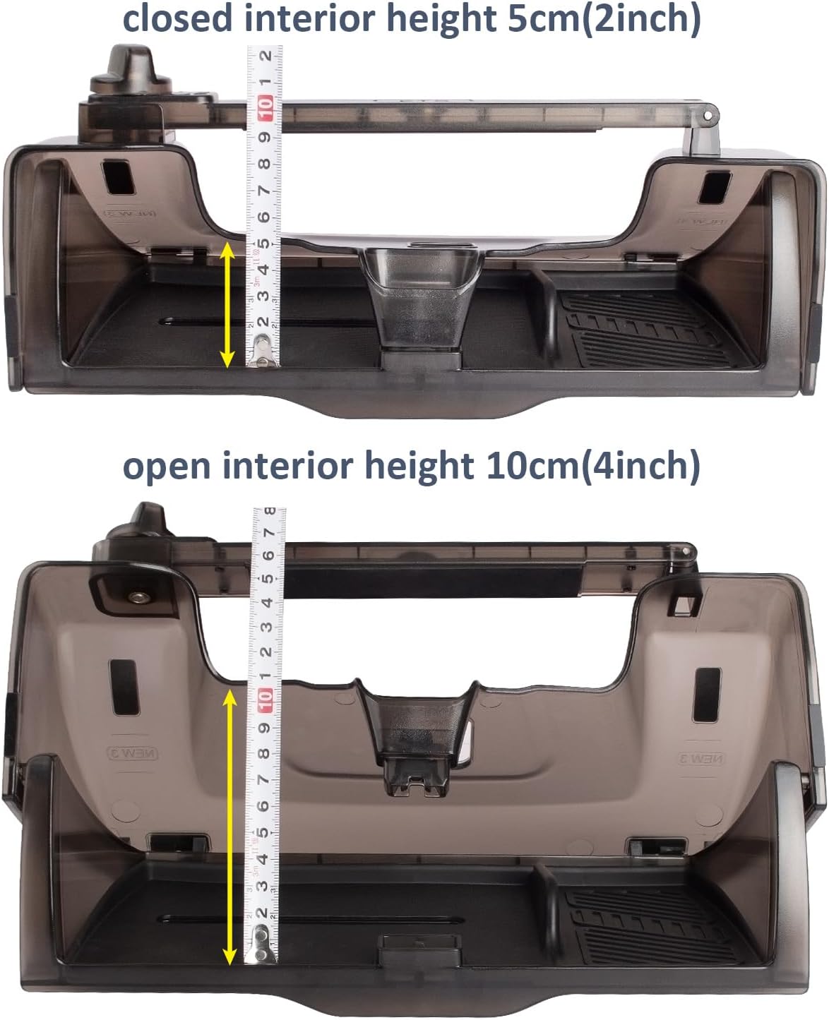 Hidden Under Screen Storage for Tesla Model Y 2020-2026 Juniper Interior Accessories, Model 3 Highland Center Console Organizer with Push-Latch & Dampers, Smooth Opening, Rattle-Free, 2 Black Mats