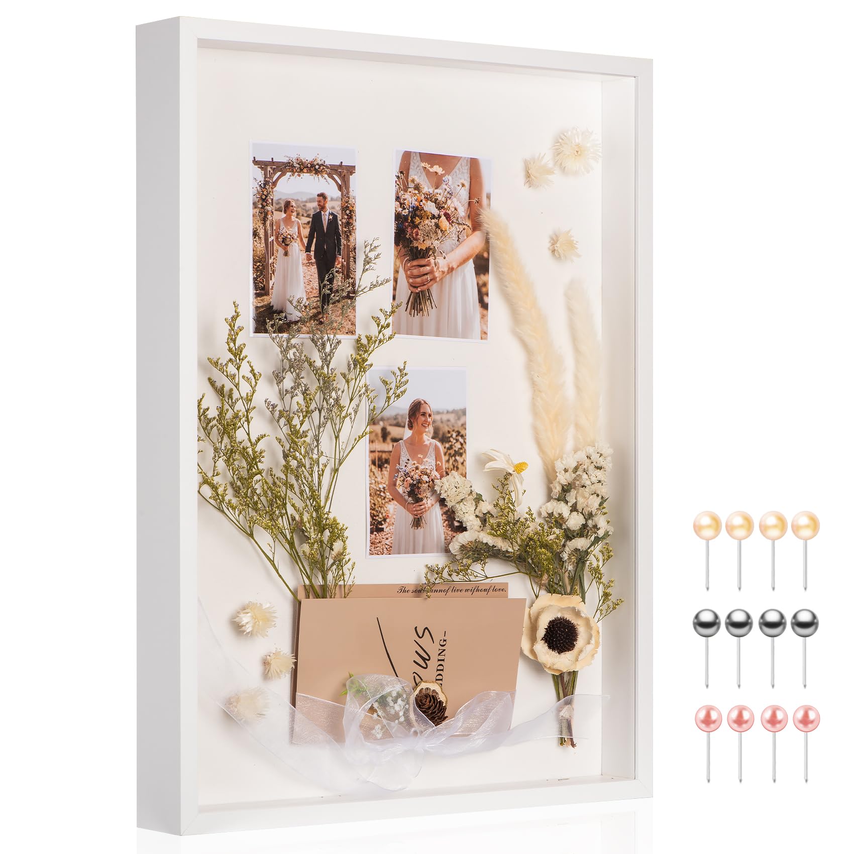 Cornice 3D profonda per ombre 40 x 60 cm con pannello ispessito e retro in morbido lino, 40 x 60 cm, cornice bianca 3D profonda per foto in jersey, articoli di laurea, regali commemorativi per