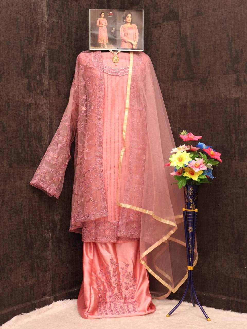RUDRAPRAYAG Women's Anarkali Long Gown (4596-VRTN_Light Pink_Free Size) 3