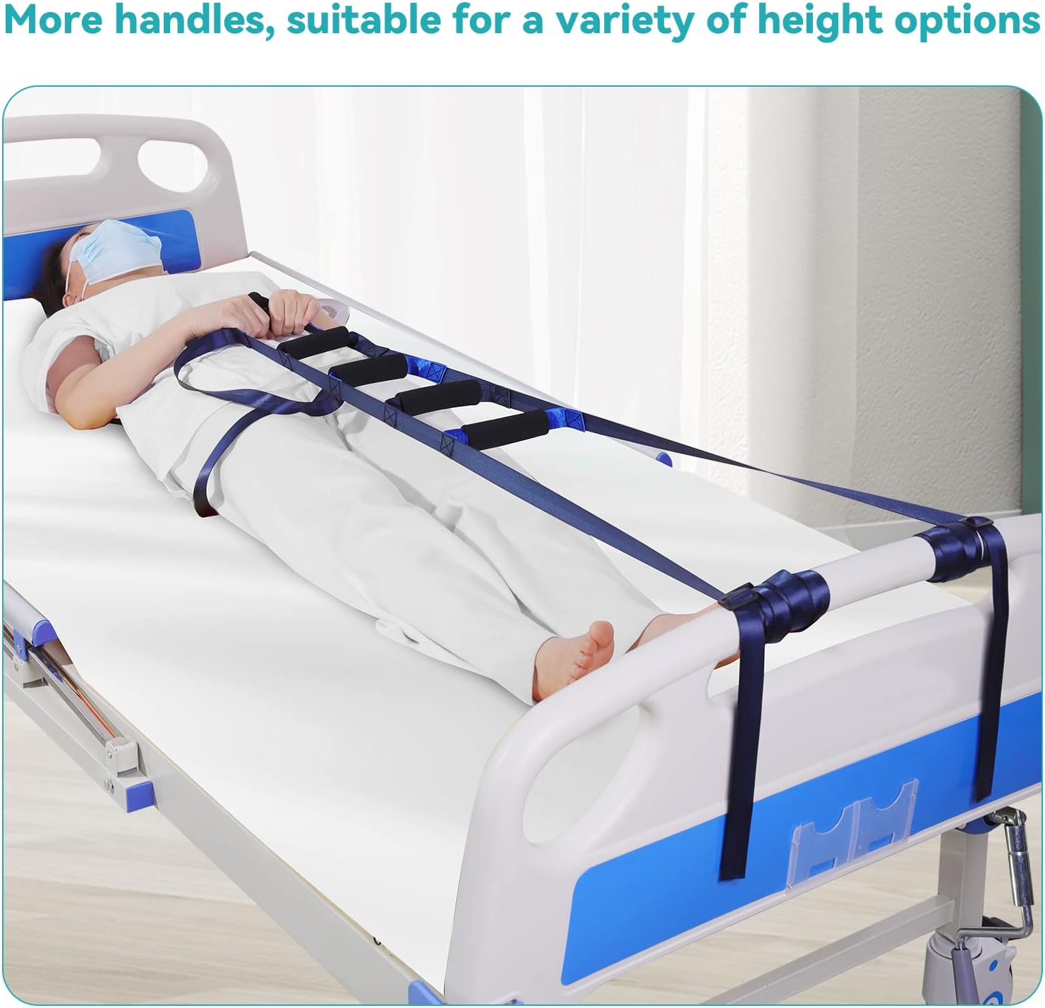lefeke Bed Ladder Assist Strap with 6 Hand Grips,Portable Rope Beds Ladder Helper,Rope Ladder Pull Up Straps,Bed Ladder Straps,Pull Up Assist Device,Bed Handle for Elderly, Senior, Pregnant, Handicap