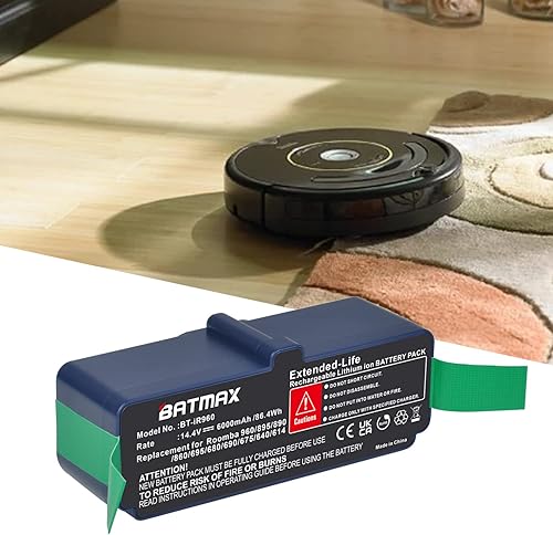 Miniatura 4 de Batmax Batería de iones de litio de 14.4V 6000mAh compatible con iRobot Roomba R3 980 960 595 585 561 560 550 880 770 650 890 895 870 860 780 790;