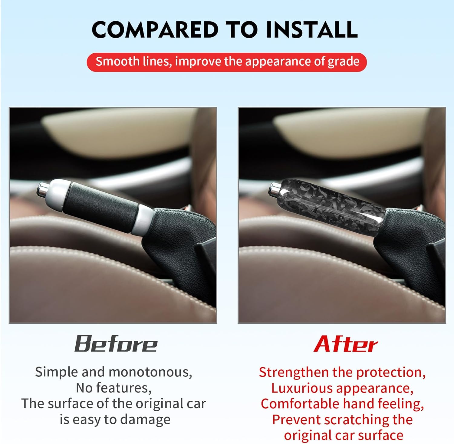 Compatible with Forged Carbon Fiber Car Handbrake Cover Automotive Shift Lever Modified Protection Decoration for Mini Cooper R50 R53 R52 R55 R56 R57 R58 R59
