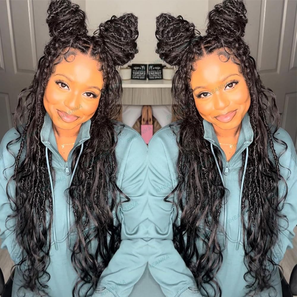 Pre-Looped Crochet Boho Locs With Human Hair Curls Curly Ends Body Wave Human Hair Goddess Locs Crochet Hair 22inch 48Strands