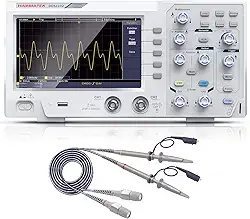 Osciloscópio digital HANMATEK 110 mhz de largura de banda DOS1102 com 2 canais e tela de 18 cm, tela TFT-LCD, kit de osciloscópio profissional portátil com taxa de amostragem de 1GS/s (não para uso médico)