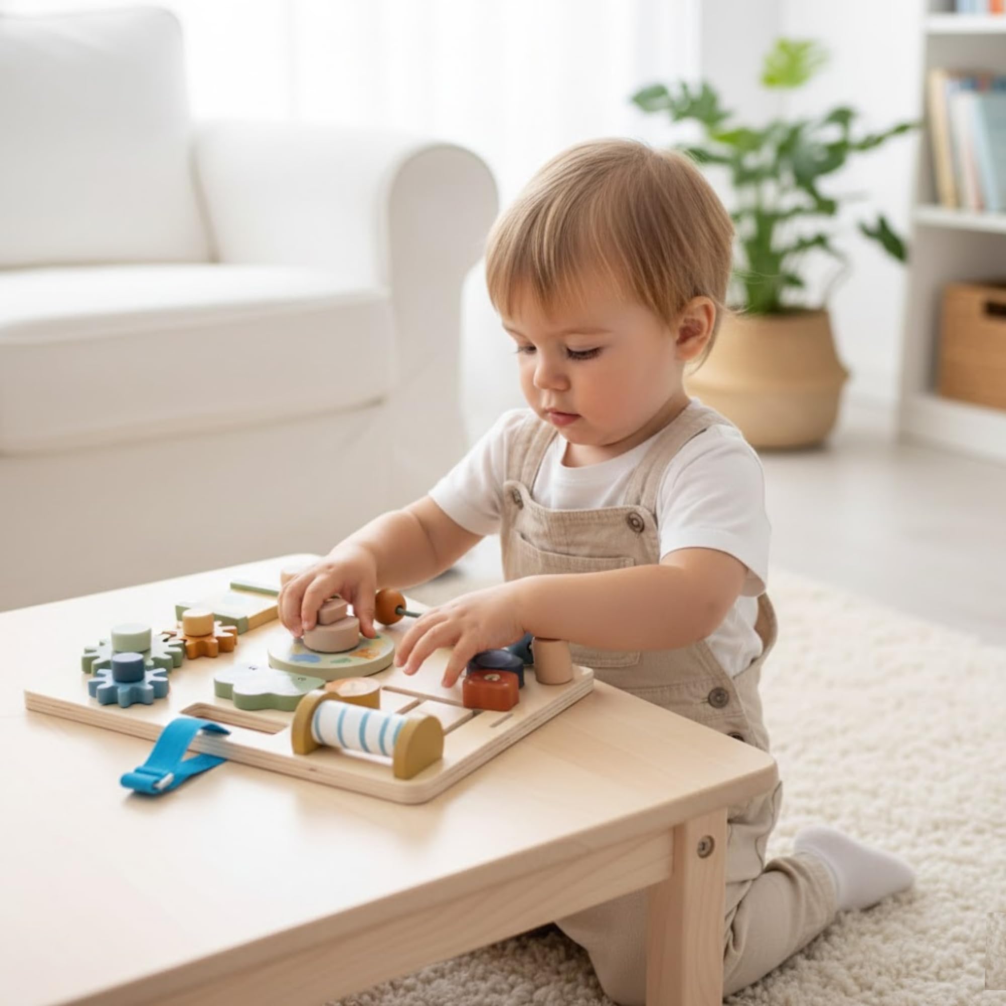 Busy Board Montessori Safari en Bois – Planche d’Activités Bébé 18 Mois à 3 Ans – Jouet Motricité Fine et Éveil Sensoriel – Idéal pour Occuper Bébé sans Écran – Cadeau Enfant Fille Garçon