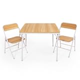 Humble Crew Journey 3-Piece Toddler Wood Folding Table & Chairs Set&comma; Natural&sol;White – Kids Table with 2 Folding Chairs for Crafts&comma; Snacks&comma; Learning & Play – Ages 3–6&comma; Easy to Store