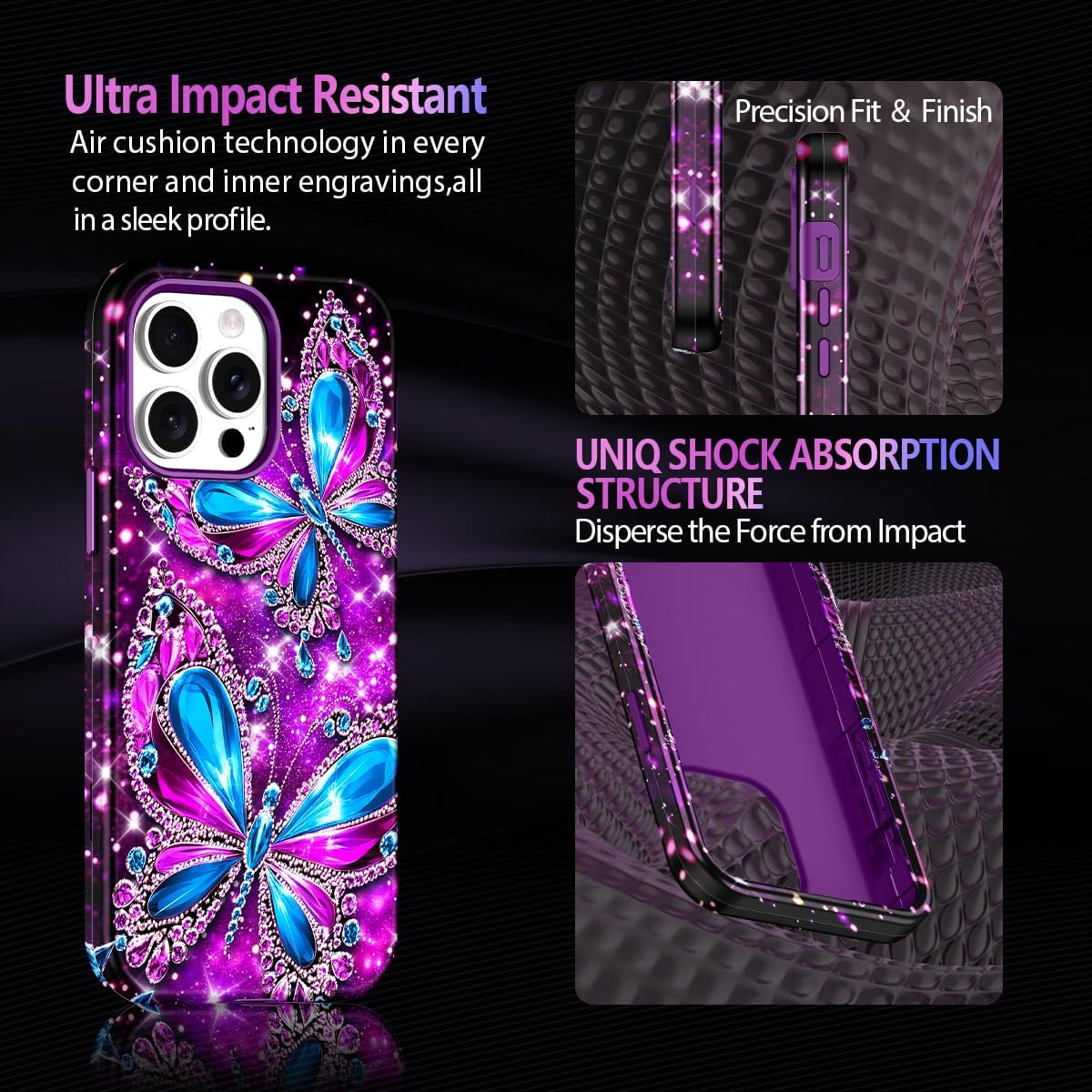 Casetego for iPhone 15 Pro Max Case,Compatible with MagSafe,[Military Grade Drop Test] Full Body Protection Slim Shockproof Rugged Marble Women Girls Case for iPhone 15 Pro Max 6.7 inch,All Purple - Image 5