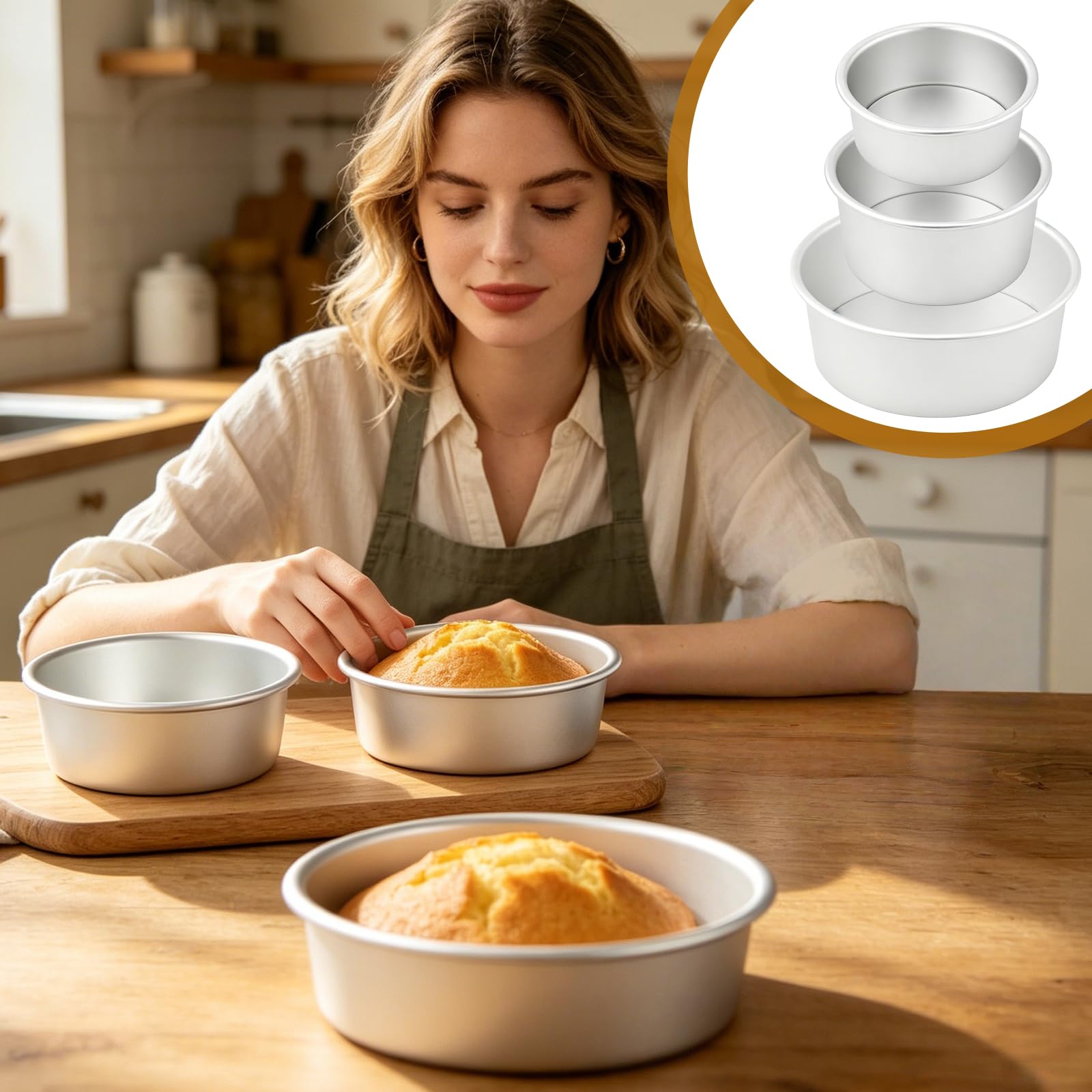 Lot De 3 Moules À Gâteau Ronds 4"/6"/8" Moule À Gâteau Rond En Aluminium, Moule A Cake Moule Gateau Rond Moule Layer Cake Avec Fond Amovible, Pour Anniversaires, Mariages Et Pâtisserie, Argenté