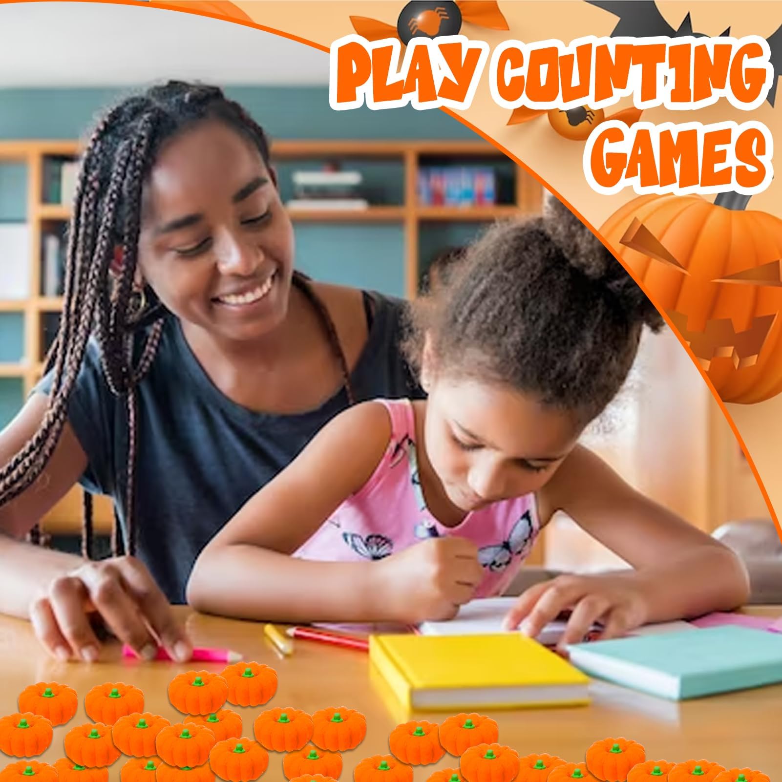 Pcs 3D Pumpkin Erasers Bulk, Fall Mini Erasers Novelty Pencil Eraser Stationery for Kids Students Halloween Fall Thanksgiving Party Favor Teacher Rewards Classroom: 120