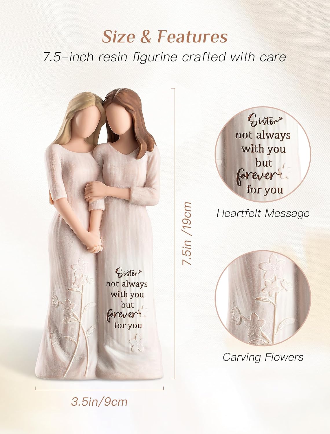 Storieme Sisters Figurine Gifts from Sister, Handmade Gift for Bestie Women image 2