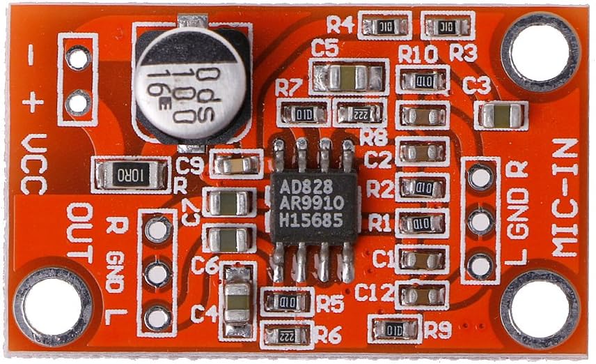 AD828 Stereo Dynamic Microphone Preamplifier Board MIC Preamp Module For 3.8V Electronic Components Kit For Soldering
