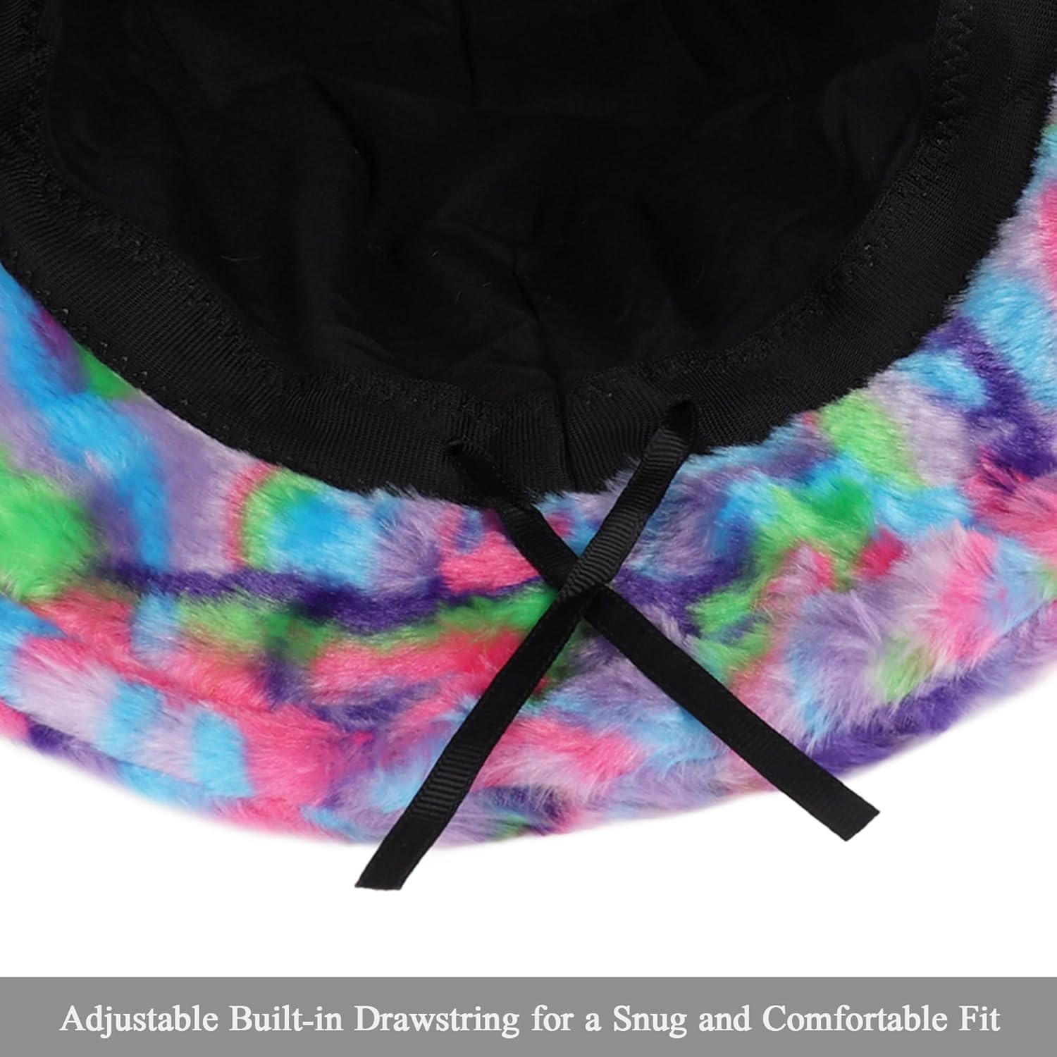 Winter Fluffy Fuzzy Bucket Hat Plush Furry Faux Fur Fisherman Hats Warm Hat for Women - Image 3