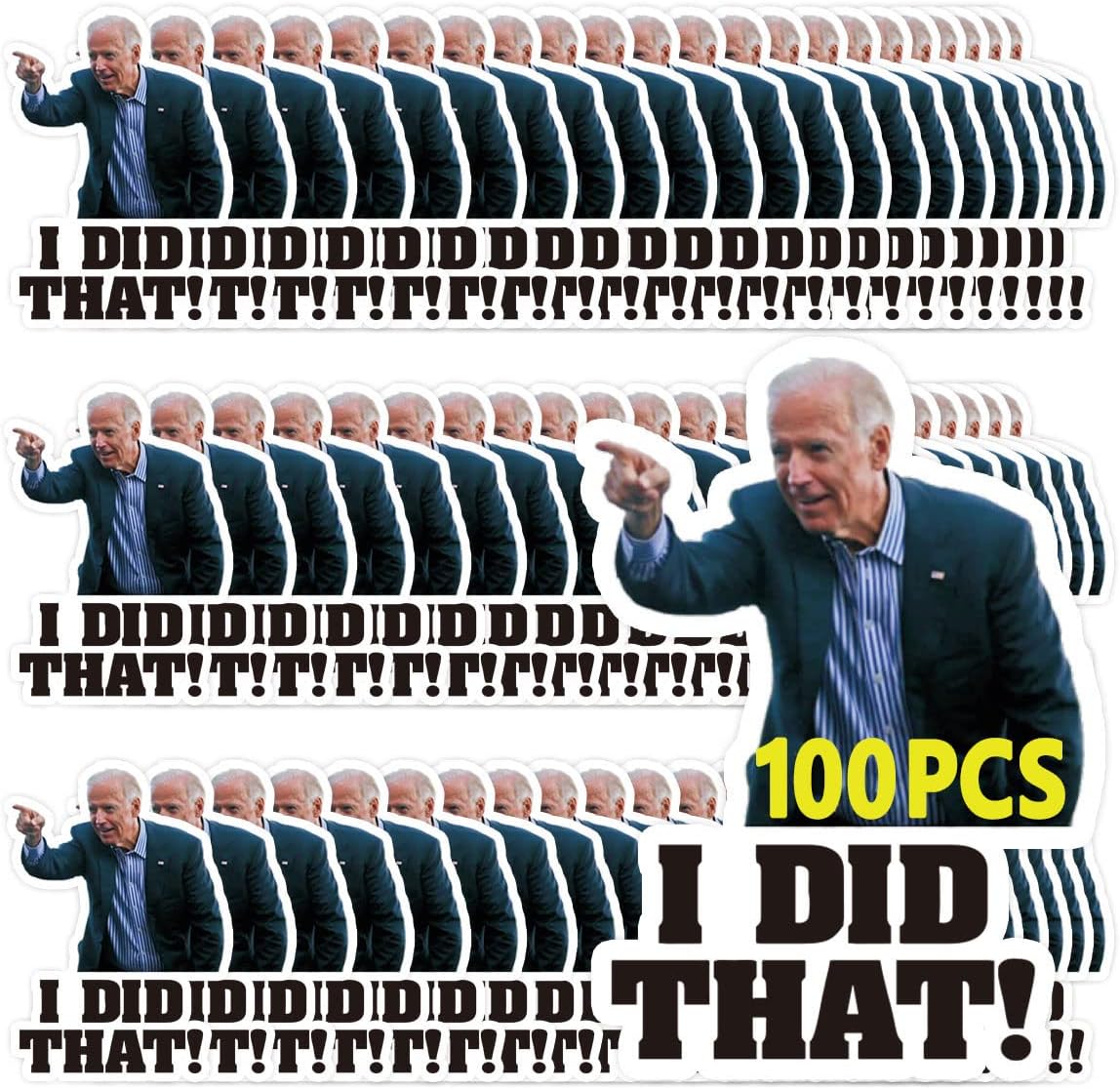 100 Pcs I Did That Biden Stickers,Joe Biden Stickers Funny I Did That - Pointed to Your Left,That's All Me Car Bumper Reflective Waterproof Humor Decals for Motorcycle Helmet Laptop Window