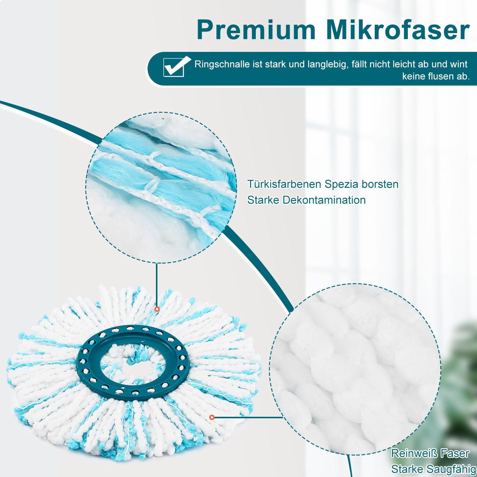Têtes De Rechange Microfibre Pour Balai Leifheit Clean Twist - Lot De 4 Housses Lavables