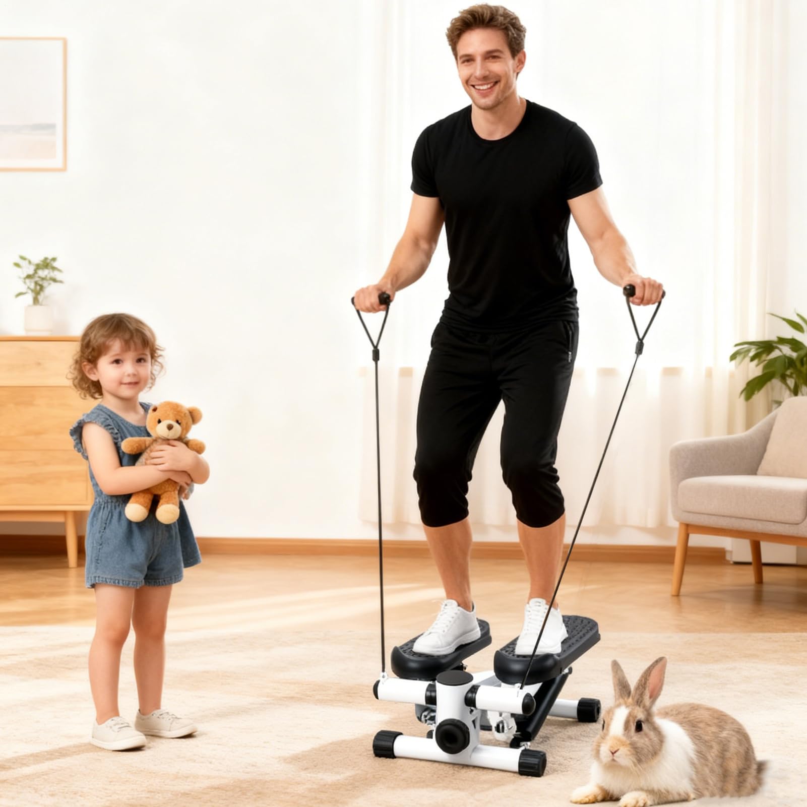 Stepper per Scale Stepper da Cammino con Bande Elastiche | Macchina per Allenamento Completo del Corpo Per Palestra Casa Ufficio Viaggio Fitness Indoor