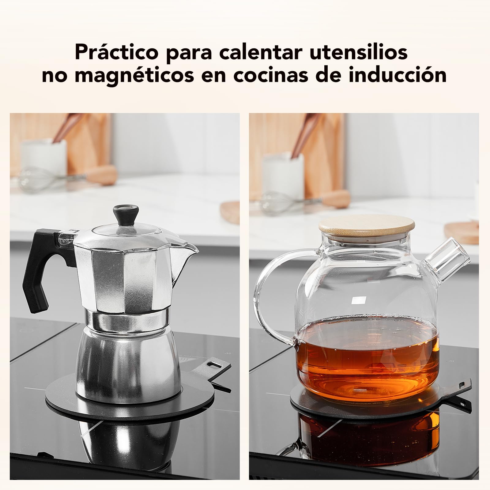 ACTIV CUISINE Adaptador de inducción de disco placa de 14 cm de difusión de calor de acero inoxidable, difusor de inducción Moka para utilizar cafeteras y utensilios de cocina, Negro — view 2