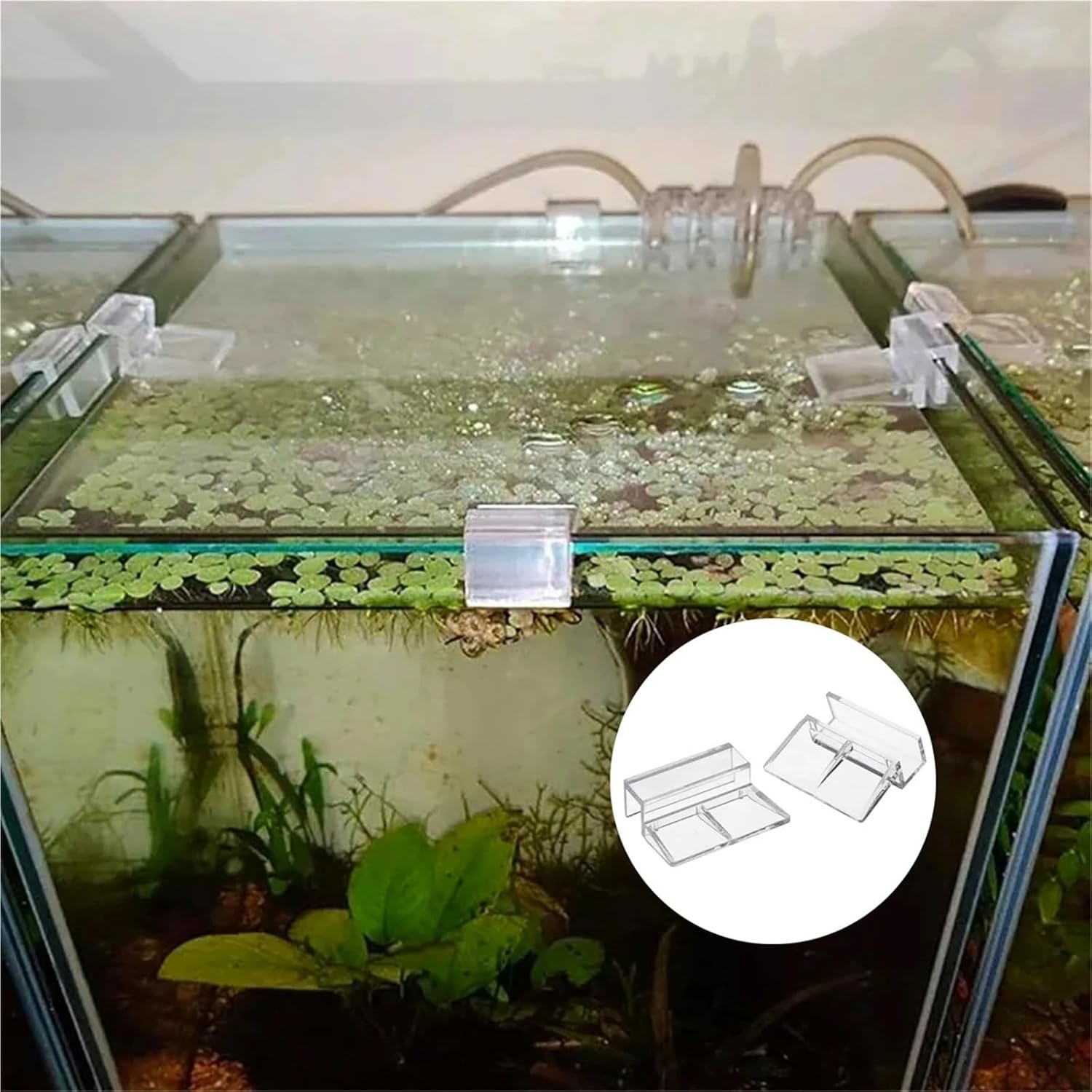 Aquarium Lid Clips 40 Pcs Fish Tank Lid Acrylic Holders – Secure Bracket Support for Rimless Aquarium Glass(Clip Width 8mm)
