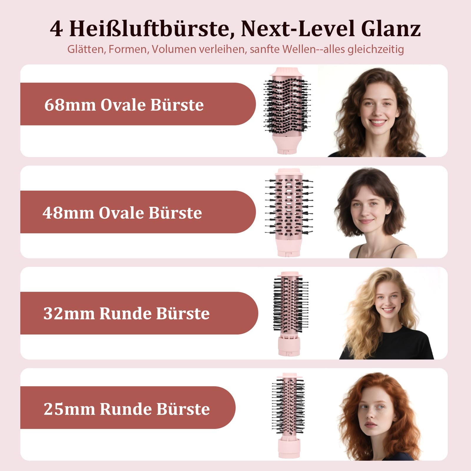 Sonew 9-in-1 Multi Hairstyler & Airstyler, 110.000 U/min Ionen-Haarstyler mit Föhn, 32-mm-Automatik-Lockenwalze, 68-mm/48-mm-Ovale-Warmluftbürste, 32-mm/25-mm-Rund-Warmluftbürste, Glättbürste
