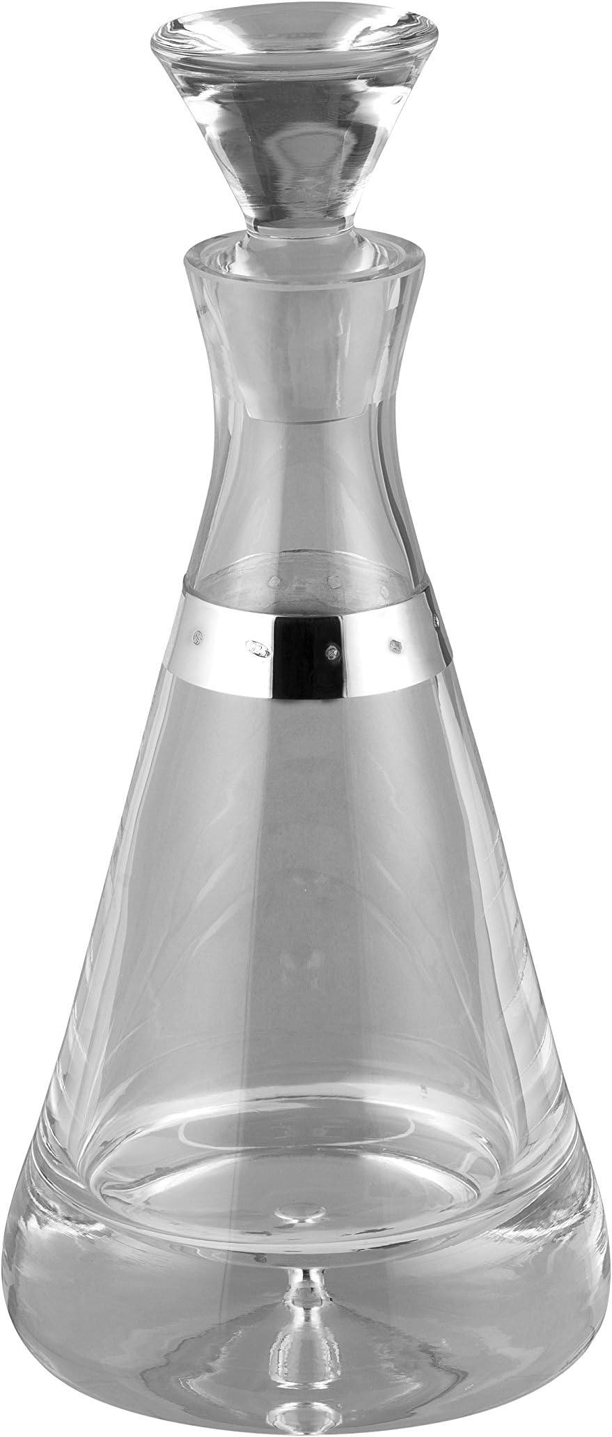 Mounted Crystal Bell Decanter with sterling silver plimsoll line.