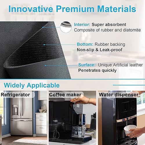 Miniatura 5 de Recogedor de goteo para refrigerador para dispensador de agua de refrigerador, bandeja absorbente de goteo, almohadilla absorbente para goteo de