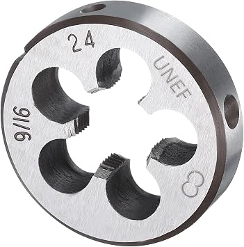 sourcing map Round Threading Die 9/16-24 UNEF Thread Right Hand Screw Cutting Fixed Dies, Alloy Tool Steel Tapping Repair Tool