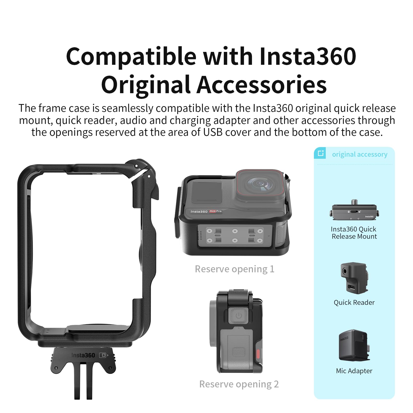 Ace Pro 2 Telaio protettivo per Insta360 Ace Pro 2, Insta360 Ace Pro, Insta360 Ace Support Gabbia per videocamera Accessori per Insta360 Ace Pro/Insta360 Ace