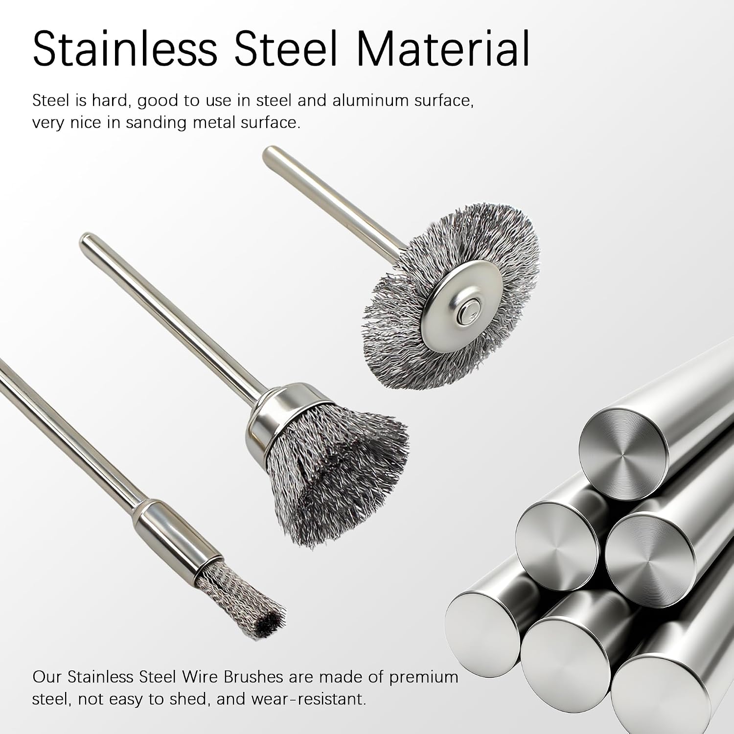 75PC Wire Brushes for Drill Set Steel Wire Wheels Pen Brush Bowl-shape Brushes for Rotary Tools Rust Paint Removal Grinding Sanding Polishing 1/8" handle