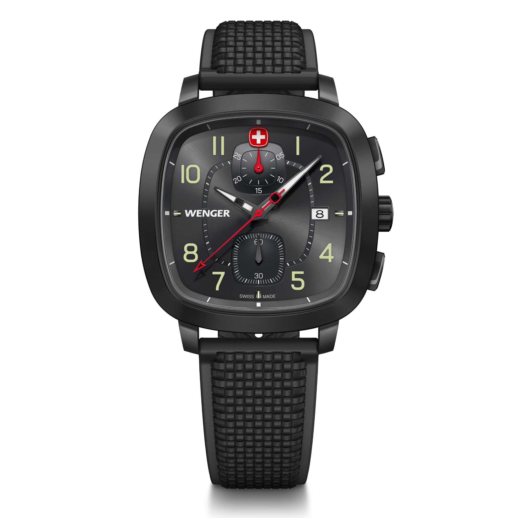 WENGER Vintage Sport Chrono | Swiss-Made Mens Chronograph Wrist Watch | Squircle Case with Black Dial, Analog Quartz Movement, 40 mm, 50M Water Resistant | 01.1933.114 (B0CJMB9CYP) Amazon Price History, Amazon Price Tracker