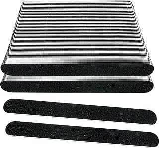 Emery Board Nail Files (100 Pack), 100/180 Grit Wooden Nail File for Natural Nails, 7 Inches Emory Filers Manicure Tool Set Disposable Nail File for Home Salon Black
