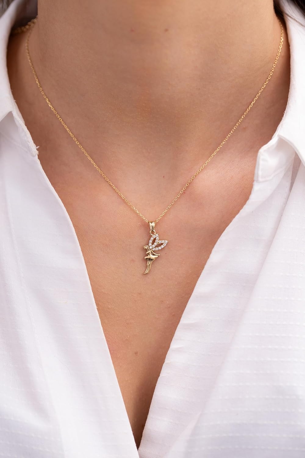 Fairy Necklace, Fairy Pendant, Tinker bell Necklace, Fairy Jewelry, Mystical Necklace, Handmade Necklaces, 925 Sterling Silver Necklaces, Gift for All - Image 2