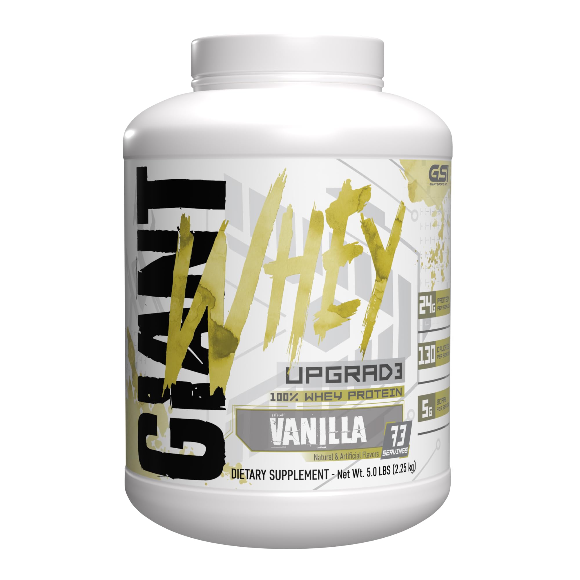 Giant Sports Performance Whey Ultra Premium Protein Powder | 100% Whey, 24G Protein per Serving, 5G BCAAs | Vanilla Ice Cream 5 Pound